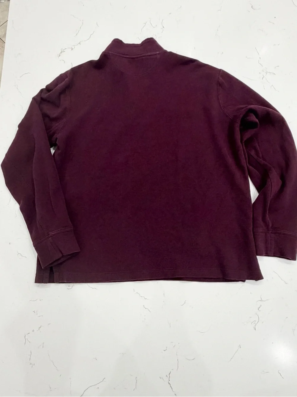 Polo by Ralph Lauren Men's Maroon Quarter-Zip Sweater with Grey Collar